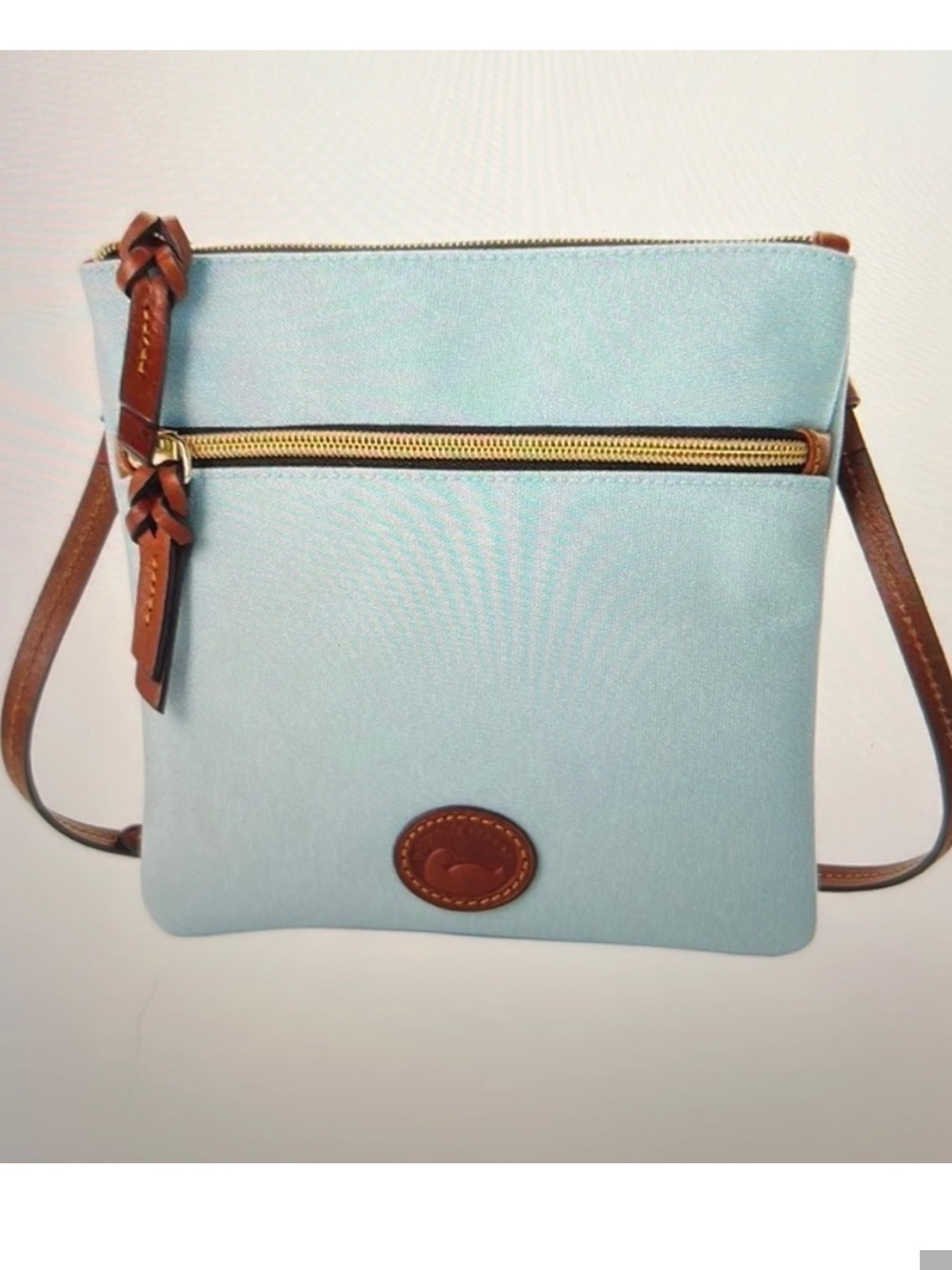 Dooney & Bourke Light Blue Crossbody with Brown Trim NWT